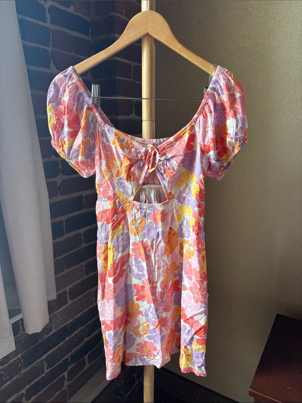 SO Floral Mini Dress in Pink, Orange, Yellow, Purple Size S
